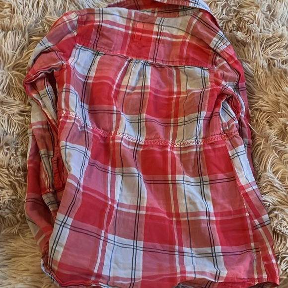 H&M LOGG Top Shirt Youth Girls Red and Blue Collared Button Up Tunic - Picture 6 of 6